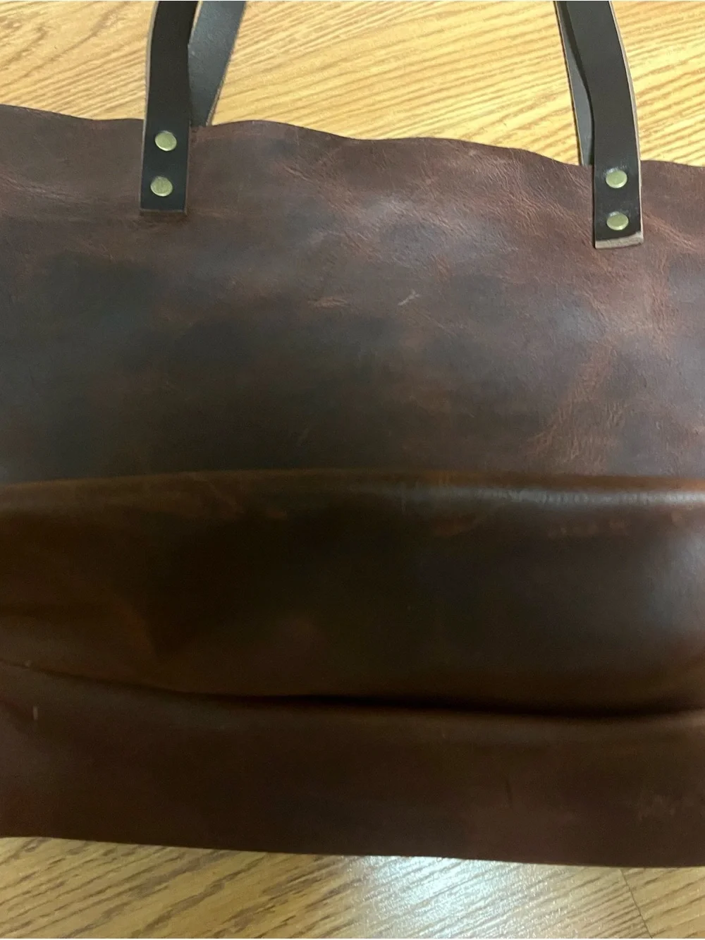 Portland Leather Tote Bag with Front Pocket
